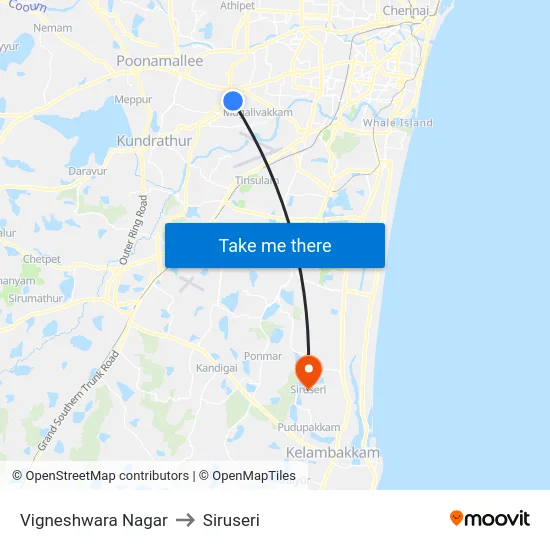 Vigneshwara Nagar to Siruseri map