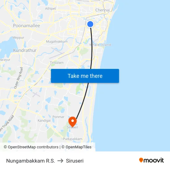 Nungambakkam R.S. to Siruseri map