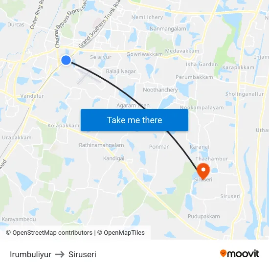 Irumbuliyur to Siruseri map