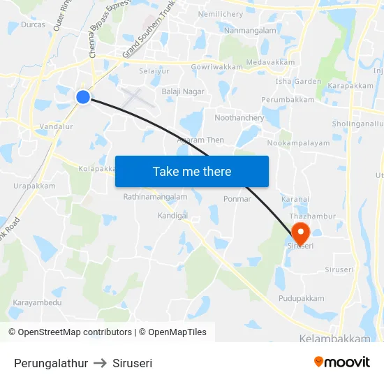 Perungalathur to Siruseri map