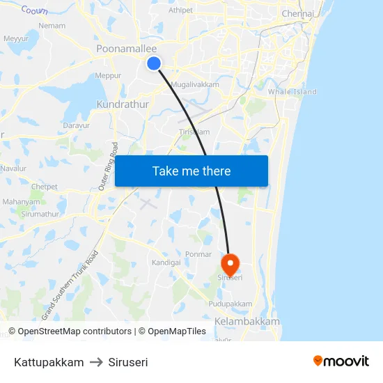 Kattupakkam to Siruseri map