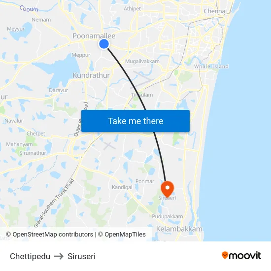 Chettipedu to Siruseri map