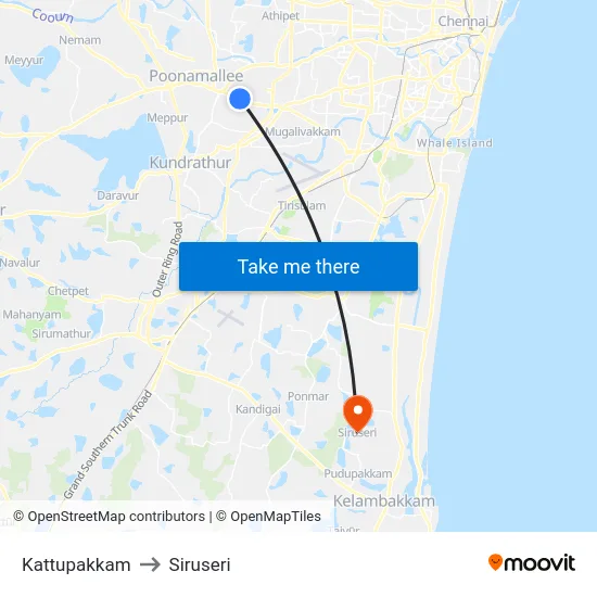 Kattupakkam to Siruseri map