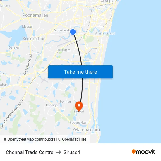 Chennai Trade Centre to Siruseri map