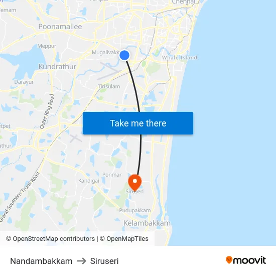 Nandambakkam to Siruseri map