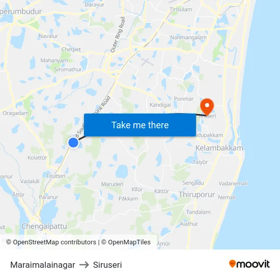 Maraimalainagar to Siruseri map