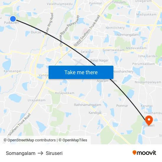 Somangalam to Siruseri map
