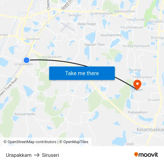 Urapakkam to Siruseri map