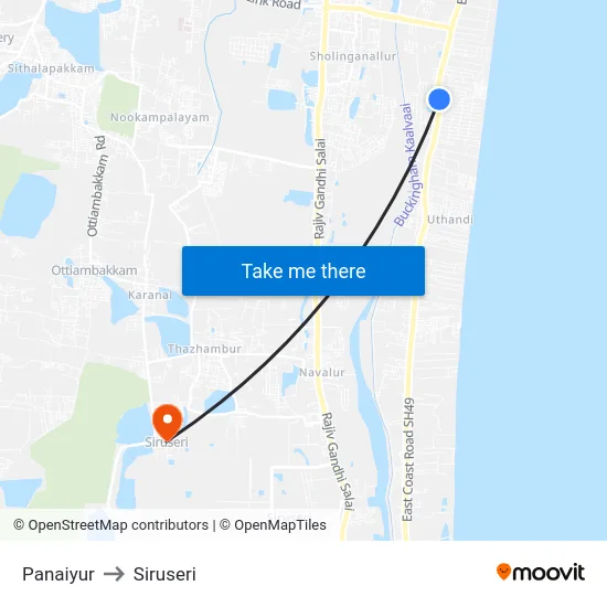 Panaiyur to Siruseri map