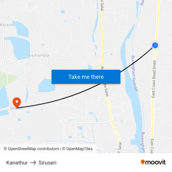 Kanathur to Siruseri map