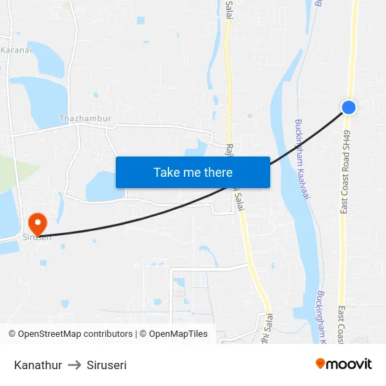 Kanathur to Siruseri map