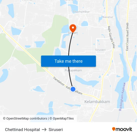 Chettinad Hospital to Siruseri map