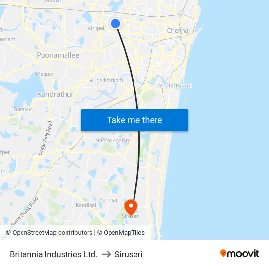 Britannia Industries Ltd. to Siruseri map