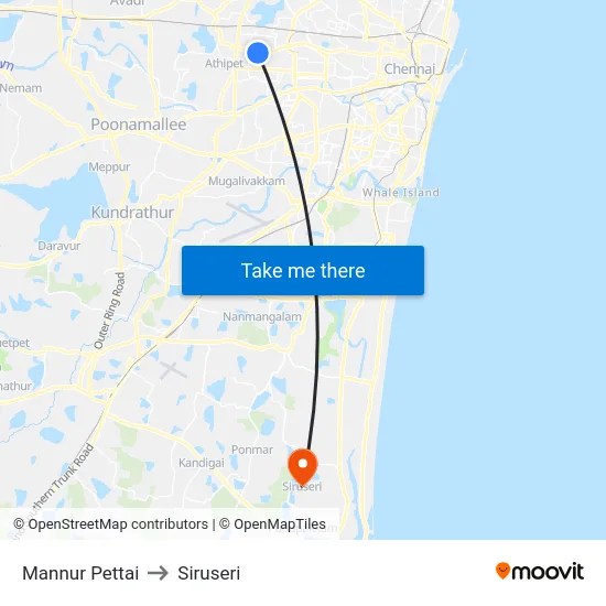 Mannur Pettai to Siruseri map