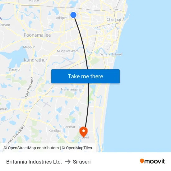 Britannia Industries Ltd. to Siruseri map