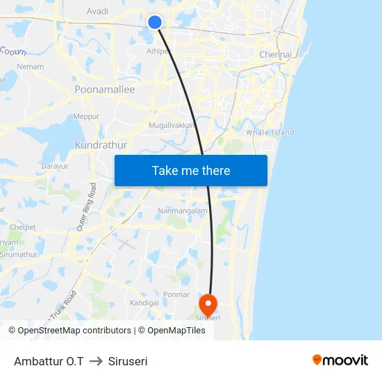 Ambattur O.T to Siruseri map