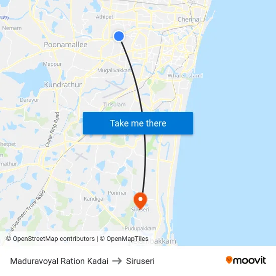 Maduravoyal Ration Kadai to Siruseri map