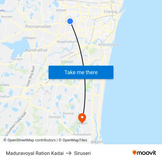 Maduravoyal Ration Kadai to Siruseri map