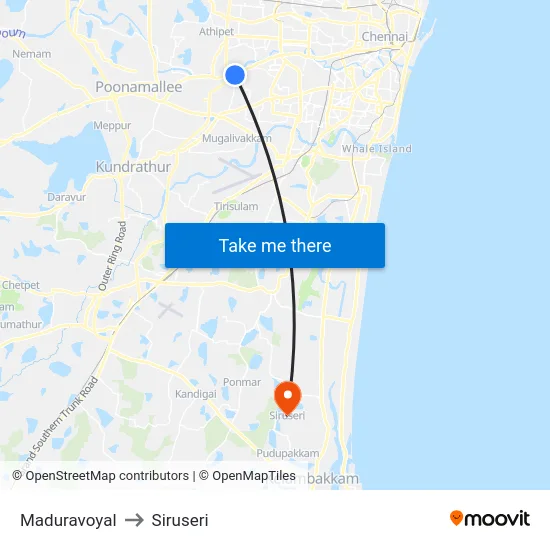 Maduravoyal to Siruseri map