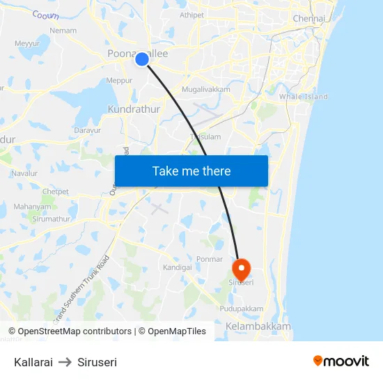Kallarai to Siruseri map