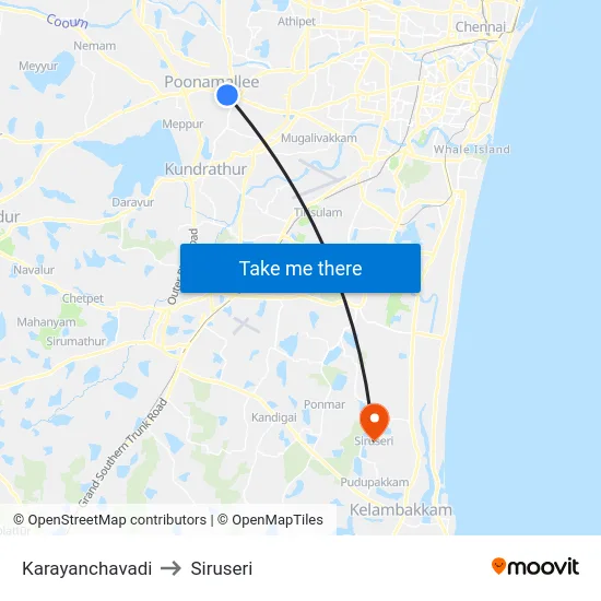 Karayanchavadi to Siruseri map