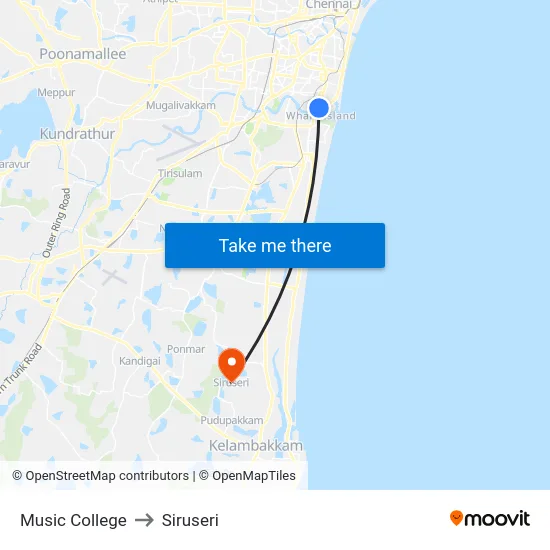 Music College to Siruseri map