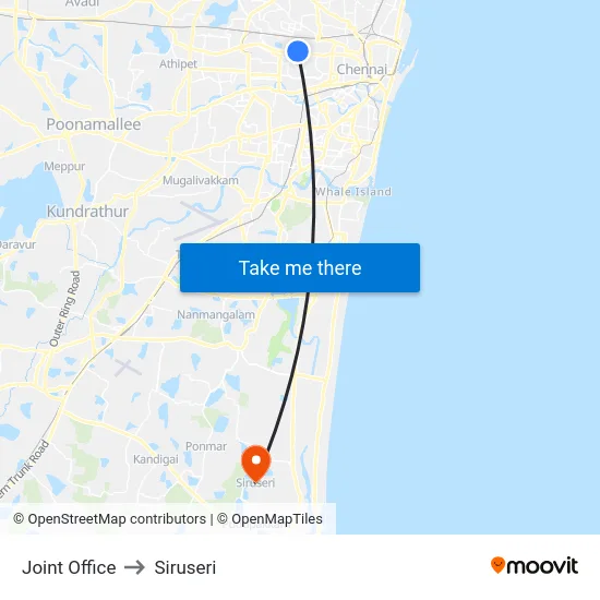Joint Office to Siruseri map