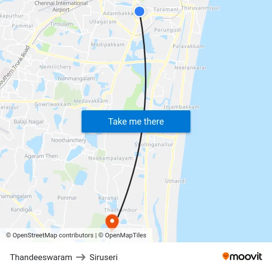 Thandeeswaram to Siruseri map