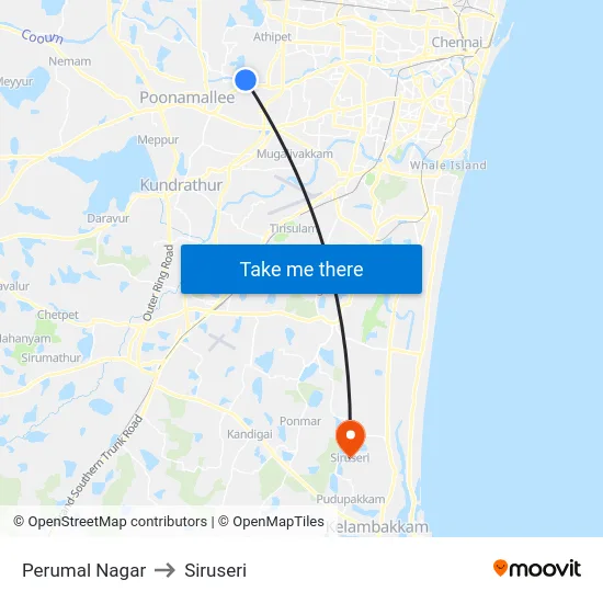 Perumal Nagar to Siruseri map