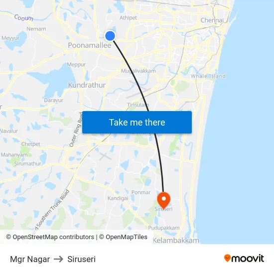 Mgr Nagar to Siruseri map