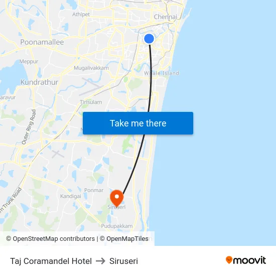 Taj Coramandel Hotel to Siruseri map