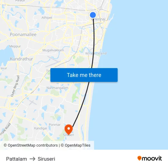 Pattalam to Siruseri map