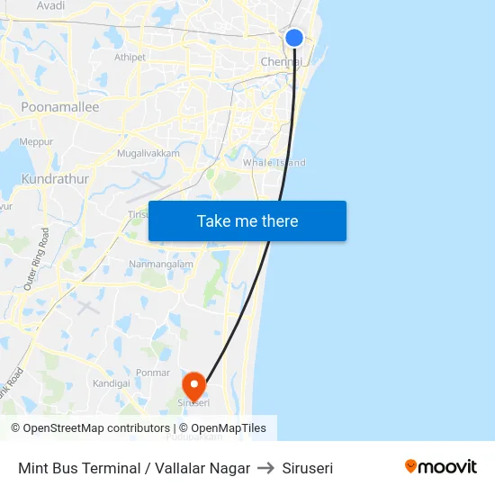 Mint Bus Terminal / Vallalar Nagar to Siruseri map