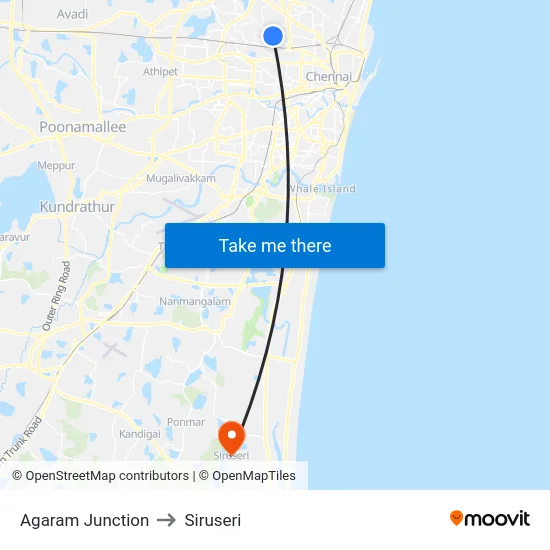 Agaram Junction to Siruseri map