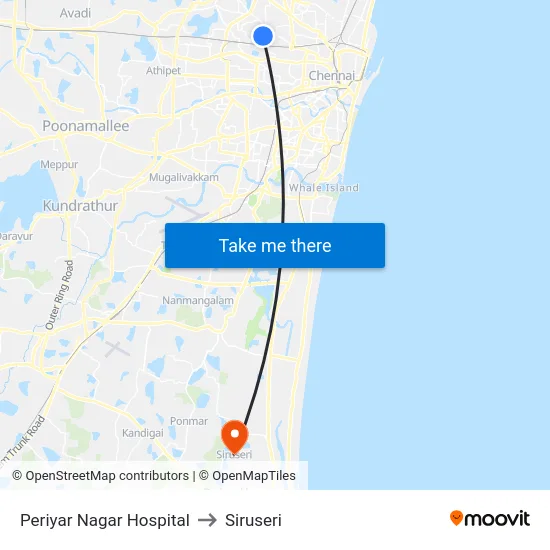 Periyar Nagar Hospital to Siruseri map