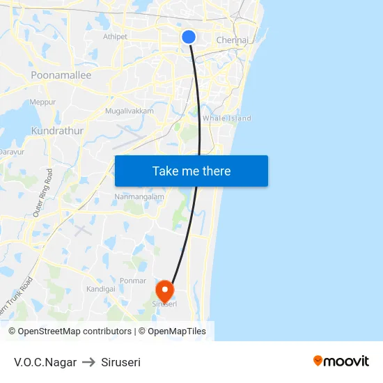 V.O.C.Nagar to Siruseri map