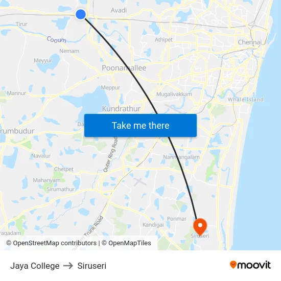 Jaya College to Siruseri map