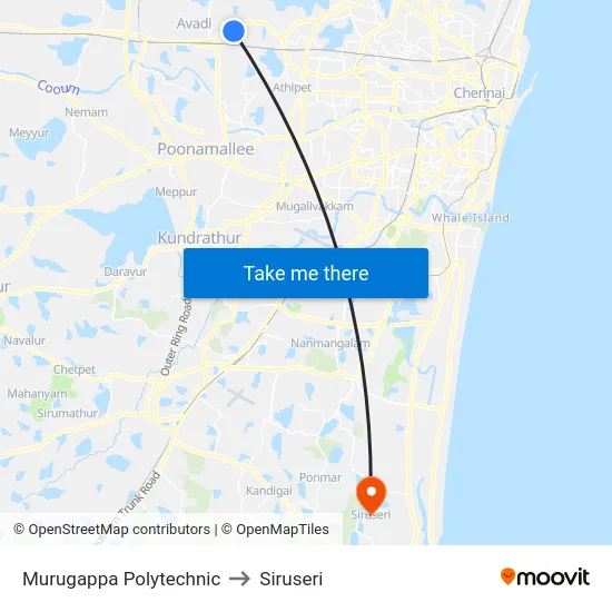 Murugappa Polytechnic to Siruseri map
