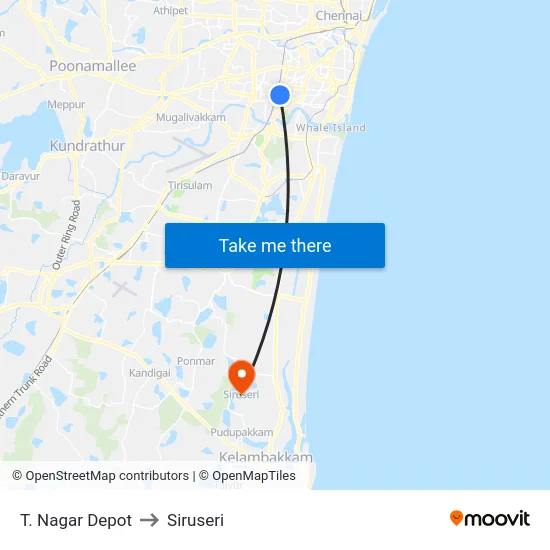 T. Nagar Depot to Siruseri map