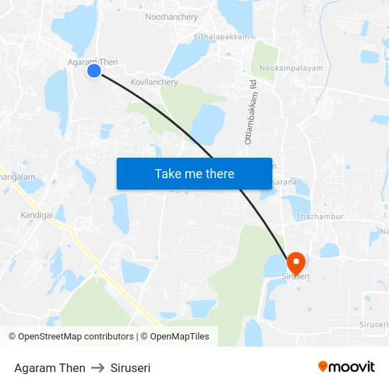 Agaram Then to Siruseri map