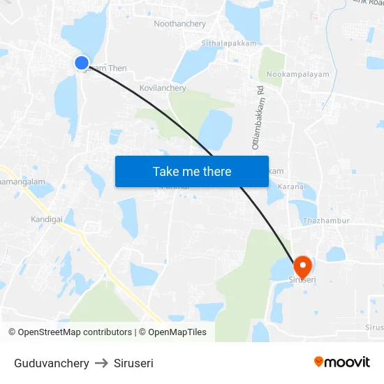 Guduvanchery to Siruseri map