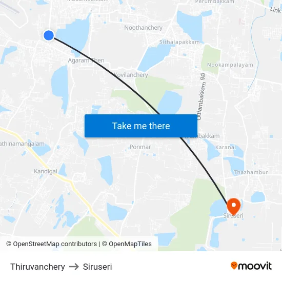 Thiruvanchery to Siruseri map