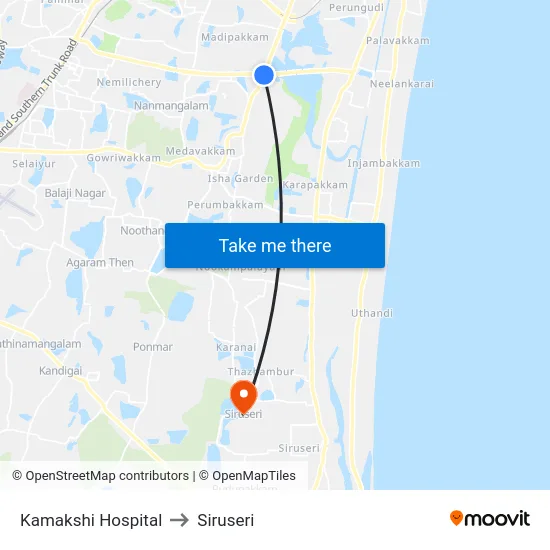 Kamakshi Hospital to Siruseri map