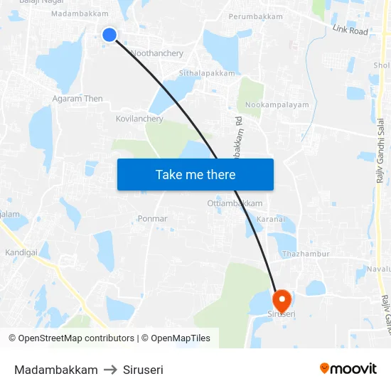Madambakkam to Siruseri map