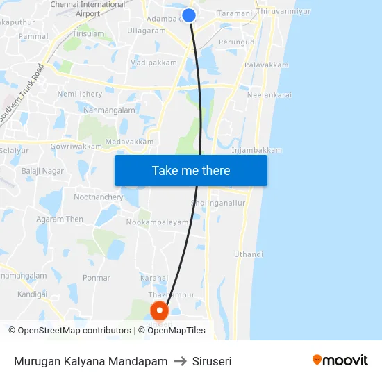 Murugan Kalyana Mandapam to Siruseri map