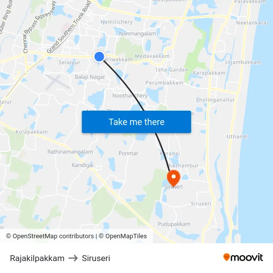 Rajakilpakkam to Siruseri map
