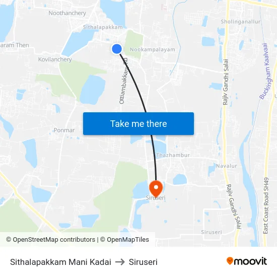 Sithalapakkam Mani Kadai to Siruseri map