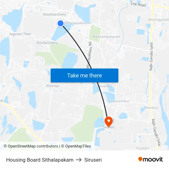 Housing Board Sithalapakam to Siruseri map