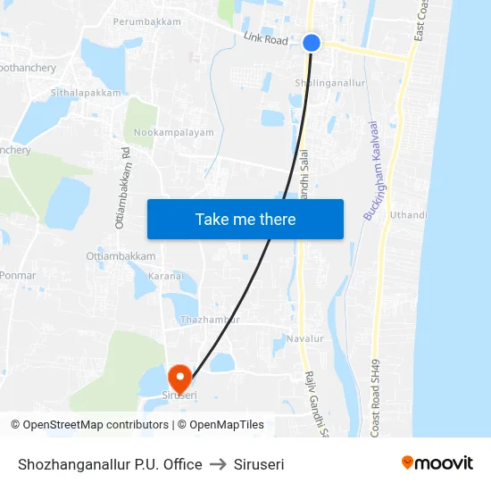 Shozhanganallur P.U. Office to Siruseri map