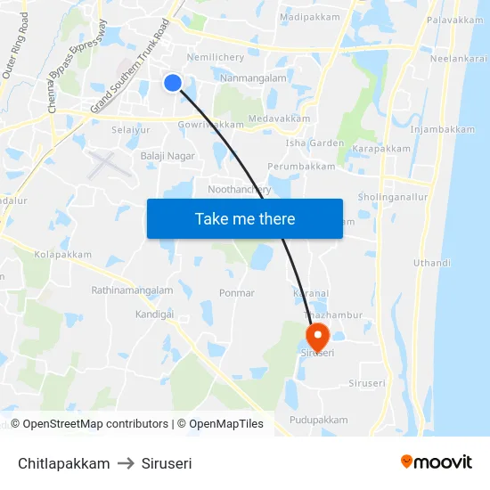 Chitlapakkam to Siruseri map